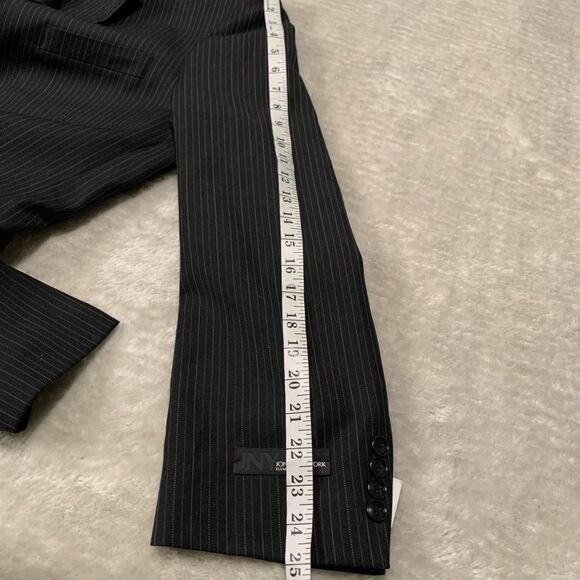 New Jones New York Elements Mens Charcoal Wool‎ Blazer Size 44R Striped Jacket - Picture 6 of 9